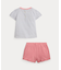 (ベビー)ストライプド コットン Tシャツ & メッシュ ショートパンツ セット