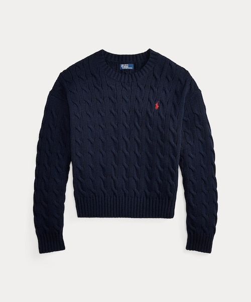 ケーブルニット コットン クルーネック セーター｜ポロ ラルフ