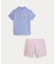 (ベビー)オックスフォード メッシュ ポロシャツ & ストライプド ショートパンツ