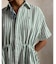 ストライプド リネンコットン ドローコード シャツドレス