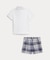 (ベビー)コットン ポロシャツ & チェック リネン ショートパンツ