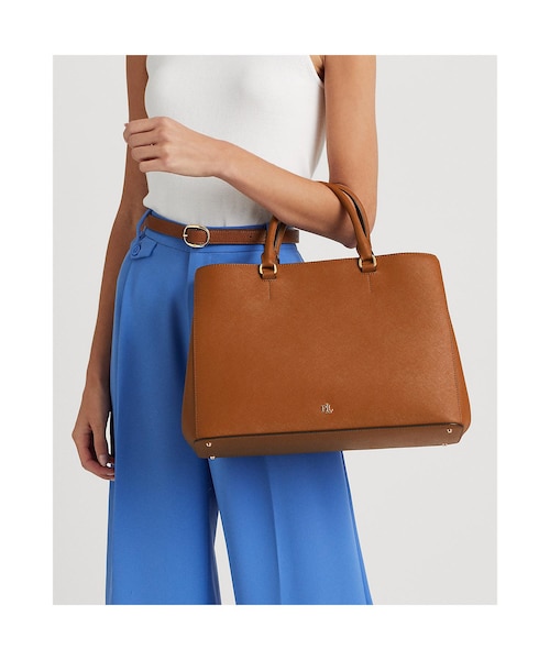 クロスハッチ レザー ラージ ハンナ サッチェル｜ローレン ラルフ