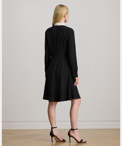 ツートーン ジョーゼット タイネック ドレス｜ローレン ラルフ