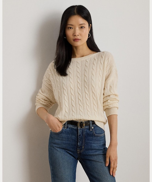 ケーブルニットウールカシミヤクリケットセーター POLO RALPH LAUREN（ポロ ラルフ ローレン）の「ケーブルニット