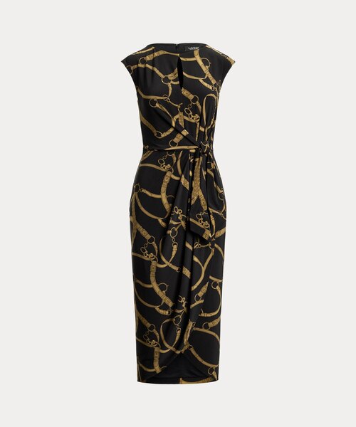 ベルティングプリント ジャージー タイフロント ドレス｜ローレン