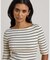 ストライプド ストレッチ コットン ボートネック Tシャツ