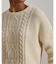 ケーブルニット コットン クルーネック セーター