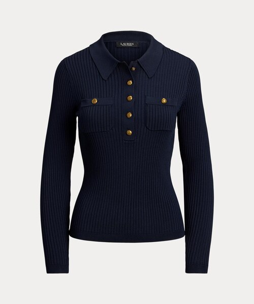 【FR2golf】ロングスリーブ ニットポロシャツ ネイビー XLサイズ リブニット ロングスリーブ ポロ セーター｜ローレン ラルフ ローレン