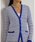 ストライプド リブニット Vネック カーディガン