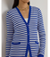 ストライプド リブニット Vネック カーディガン