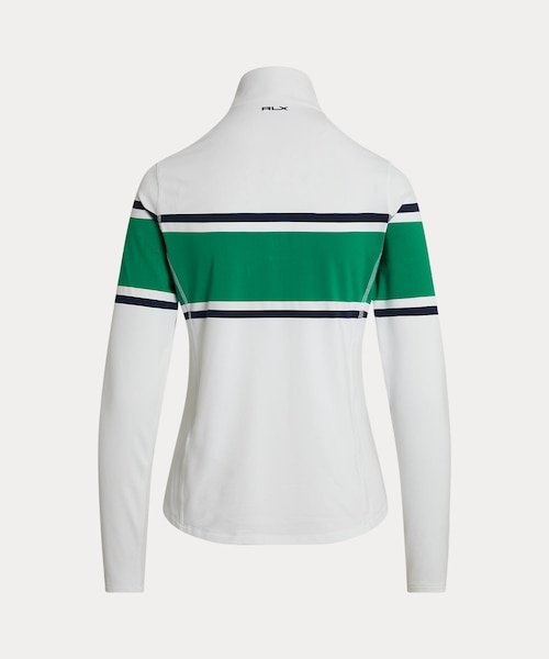 RLX）ストライプド ストレッチジャージー クォータージップ｜ポロ