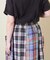 先染め チェック 切替 ギャザースカート