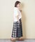 先染め チェック 切替 ギャザースカート