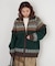 求心柄 ジャガード フリンジ付 ジップ カーディガン