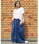 4.5オンス デニム 切替 タック イージー ワイドパンツ