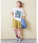 32/-OE天竺 花柄 メッシュ 袖切替 グラフィック Tシャツ