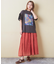32/-OE天竺 花柄 メッシュ 袖切替 グラフィック Tシャツ