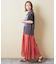 32/-OE天竺 花柄 メッシュ 袖切替 グラフィック Tシャツ