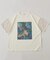 32/-OE天竺 花柄 メッシュ 袖切替 グラフィック Tシャツ