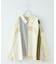 チェック × カットソー 切替 ハーフジップ シャツ