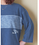 インディゴ 天竺 布帛 切替 7分袖 Tシャツ
