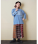 インディゴ 天竺 布帛 切替 7分袖 Tシャツ