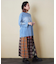 インディゴ 天竺 布帛 切替 7分袖 Tシャツ