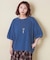 インディゴ 天竺 バックプリント ランタンスリーブ Tシャツ