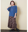 インディゴ 天竺 バックプリント ランタンスリーブ Tシャツ
