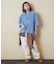 インディゴ 天竺 バックプリント ランタンスリーブ Tシャツ