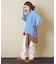 インディゴ 天竺 バックプリント ランタンスリーブ Tシャツ