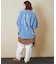 インディゴ 天竺 バックプリント ランタンスリーブ Tシャツ