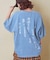 インディゴ 天竺 バックプリント ランタンスリーブ Tシャツ