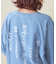 インディゴ 天竺 バックプリント ランタンスリーブ Tシャツ