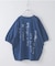 インディゴ 天竺 バックプリント ランタンスリーブ Tシャツ