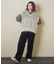 麻タッチ ニット 透かし編み  Vネック ベスト