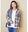 微起毛 シャンブレー × チェック レギュラー ビッグ シャツ