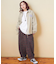 チェック柄 プリント デニム イージー ワイドパンツ