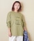 10/-スラブ天竺 袖プリント ロング Tシャツ