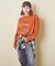 10/-スラブ天竺 袖プリント ロング Tシャツ