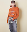 10/-スラブ天竺 袖プリント ロング Tシャツ