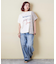 ストライプ 切替 フレンチスリーブ ロゴ Tシャツ