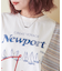 ストライプ 切替 フレンチスリーブ ロゴ Tシャツ