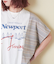 ストライプ 切替 フレンチスリーブ ロゴ Tシャツ