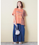 ストライプ 切替 フレンチスリーブ ロゴ Tシャツ