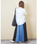 デニム × ナイロン サイドライン 切替 スカート