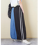 デニム × ナイロン サイドライン 切替 スカート