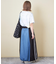 デニム × ナイロン サイドライン 切替 スカート