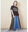 デニム × ナイロン サイドライン 切替 スカート