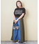 デニム × ナイロン サイドライン 切替 スカート